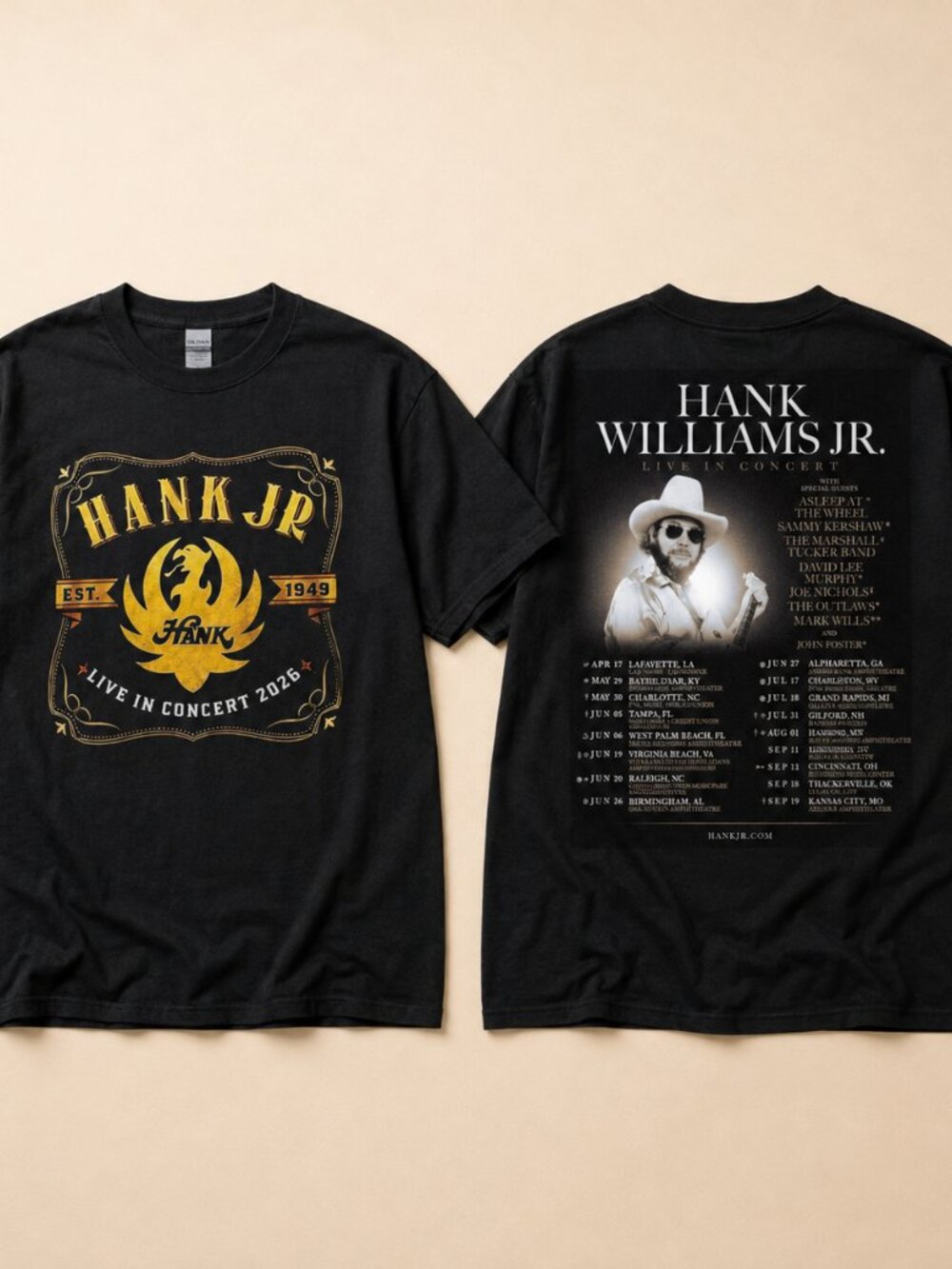 Hank Williams Jr Live In Concert 2026 Tour Dates T-Shirt